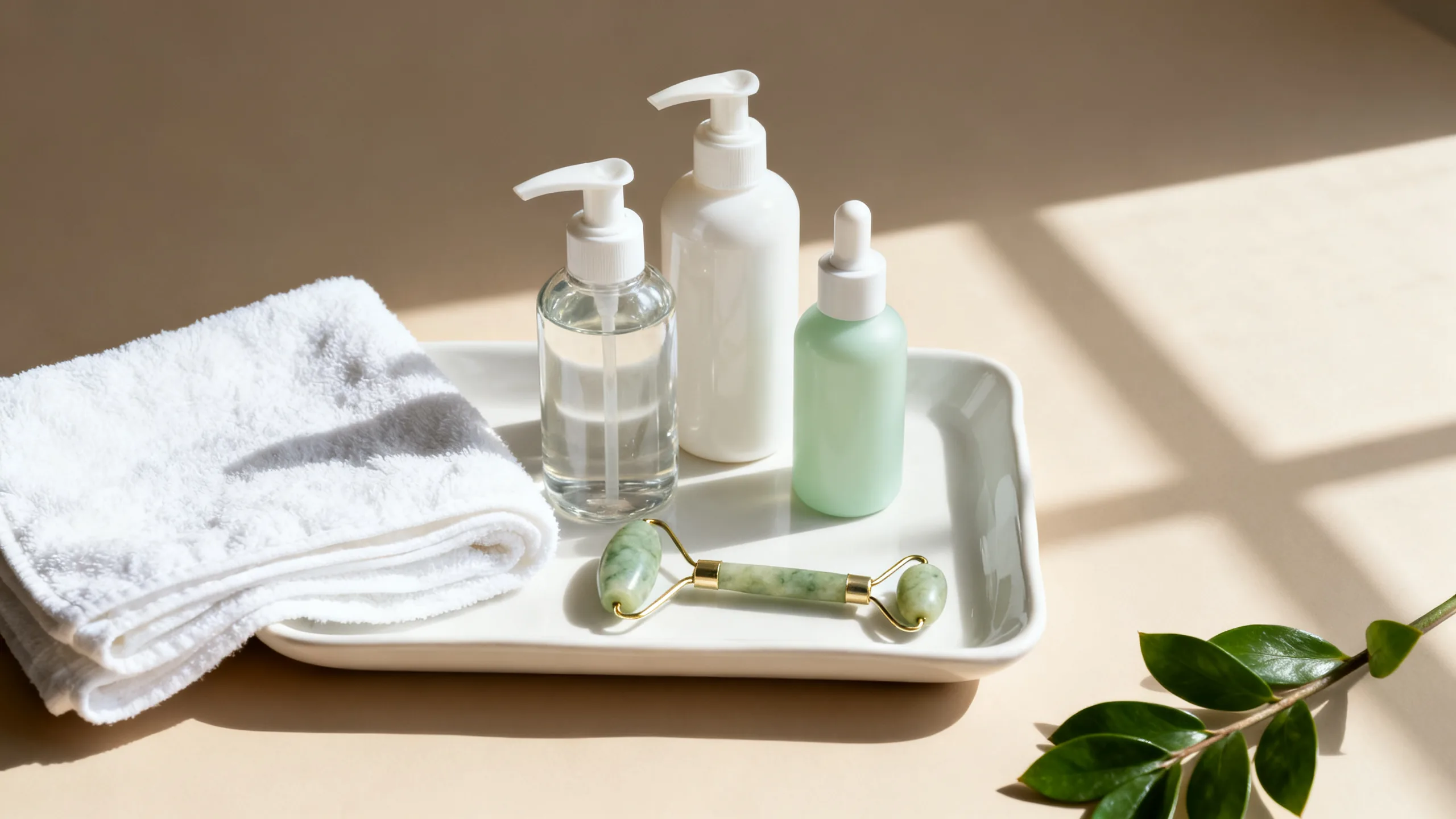 Ilustrasi panduan skincare pemula 2026 dengan empat produk dasar